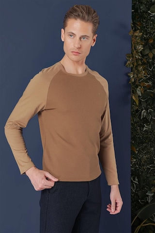 Efor Ts 872 Slim Fit Cappucino Spor T-shirt Kahverengi