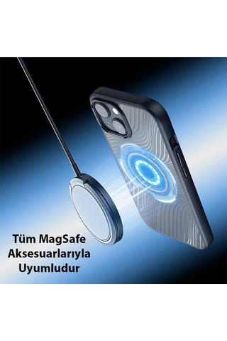 Dux Ducis Apple iPhone Uyumlu 15 Plus Aimo Series Magsafe Premium Buzlu Sert Pc-tpu Kılıf- 5775 Siyah
