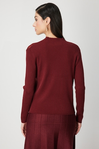 On Kadın Aksesuar Detaylı Triko Kazak 60346 Bordo Bordo