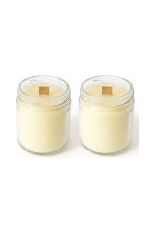 Sandal Ağacı Kokulu Dekoratif Ahşap Fitil 200 Ml Kutulu Hediyelik 2'li Set Kavanoz Mum 2.8 L