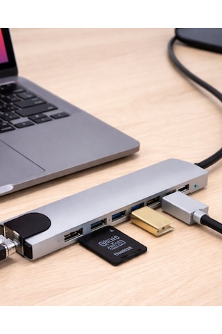 Northcity Usb C Çoklu Port Adaptör Hdmı Usb Ethernet Sd Kart Hub