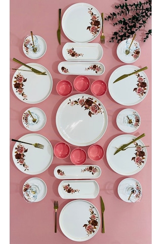 Pink Rose Model 6 Kişilik 23 Parça Kahvaltı Takımı Pembe