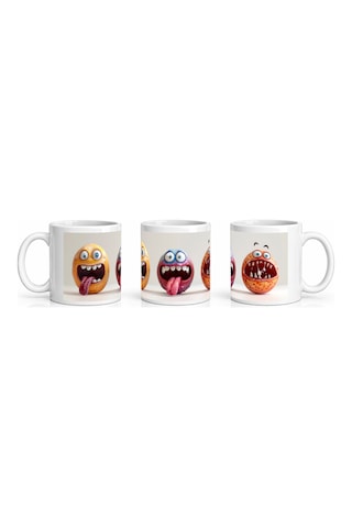 Seramik Kupa Yaramaz Canavar Karakterler Baskılı 300 Ml Hediyelik Beyaz