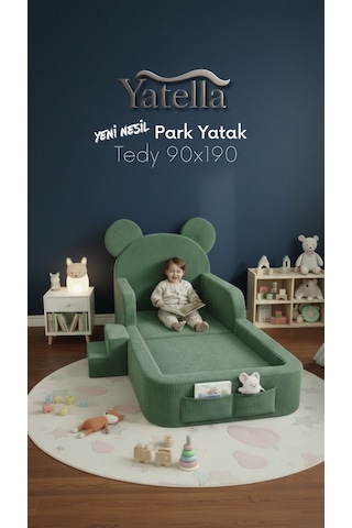 Yatella Luxury Tedyy Baza Ve Başlıklı Montessori Full Sünger Yatak Seti 90 X 190 Pembe