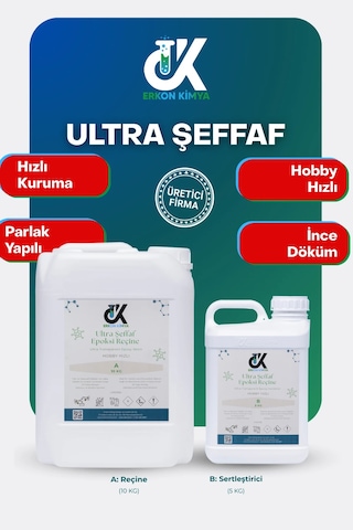 Erkon Kimya Ultra Şeffaf Hızlı Hobby Epoksi 15 Kg