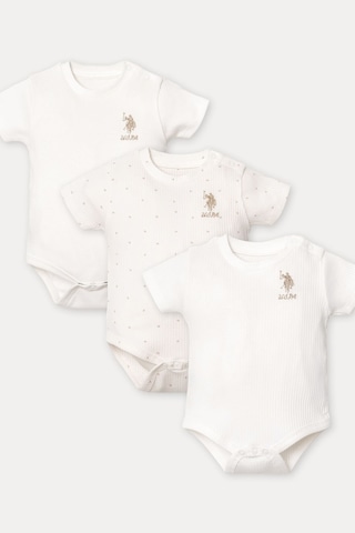 U.s. Polo Assn. Kız Bebek Beyaz 3lü Zıbın Beyaz