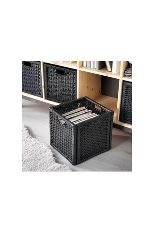 Sepet Kutu Düzenleyici Siyah Renk Meridyendukkan 32x34x32 Cm 1 Adet Rattan Çok Amaçlı Sepet