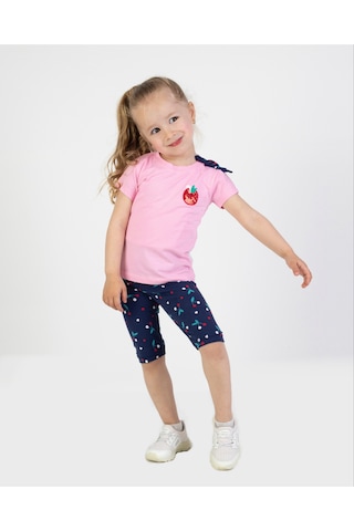Harika Kids Kız Bebek Kaprili Kısa Kollu Apolet Baskılı Yazlık Basic Alt-üst Takım 6-24 Ay 001