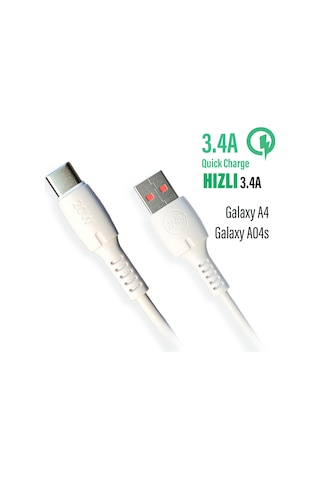 Samsung Galaxy A04 - A04s Uyumlu Hızlı Şarj Kablosu 3.4a