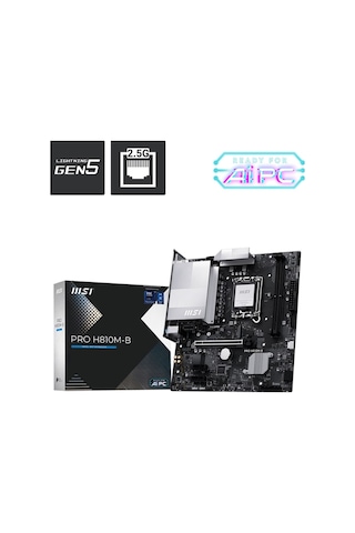 Msı Pro H810m-b Intel H810 Soket 1851 Ddr5 6400+ Oc Mhz Matx Aaaa43msı0064