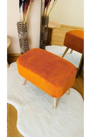 Ahşap Ayaklı Dikdörtgen Puf Tarçın