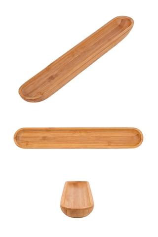 Bambu Zeytin Tabağı, Bambu Zeytinlik, 2 Adet, 35 Cm Ahşap - Bej