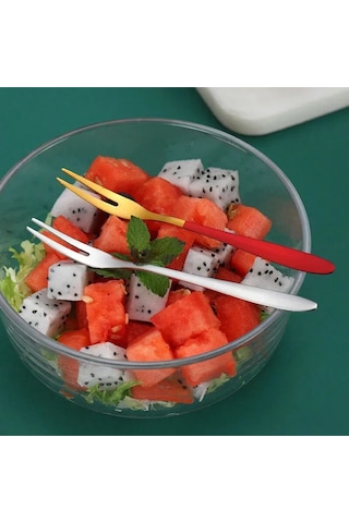 Fosenze 13 Cm Gümüş Renkli Paslanmaz Çelik 5'li Salata Çatalı Seti - Ev Ve Restoran Kullanıma Uygun Hafif Ve Dayanıklı Altın