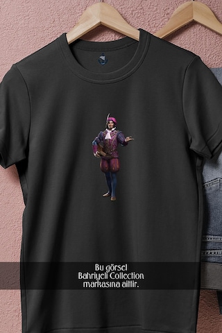 Oversize The Witcher 3- Wild Hunt Assassin's Creed Tasarımlı Unisex T-shirt Siyah