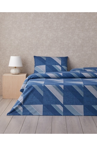 English Home Triangle Flow Kolay Ütülenir Çift Kişilik Çarşaflı Nevresim Takımı 200x220 Cm Lacivert Lacivert