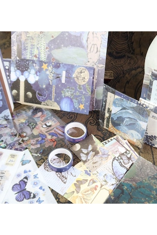 Lüks Scrapbook Ve Junk Journal Seti - Vintage Hobi Kutusu Kelebek & Doğa Temalı Çok Renkli