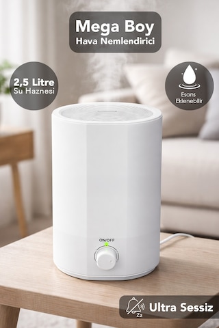 2,5 Lt Hazneli Hava Nemlendirici - Ultrasonik Oda Nemlendirici Sessiz Buhar Makinesi Aroma Difüzörü
