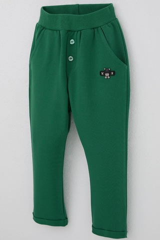 Breeze Erkek Bebek Eşofman Altı Ayıcık Armalı Düğme Aksesuarlı 9 Ay-3 Yaş, Koyu Yeşil Koyu Yeşil