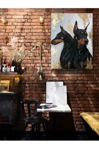 Fluid Doberman Tablosu Numara İle Boyama Ve Yaldızlı Tuval 40x50 144834341