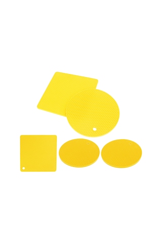 Shineyee Mutfak Isı Dayanıklı Silikon Yemek Tabağı Tutucu - 5 Adet 3 Daire + 2 Kare Mavi, Ocak Fırın Mikrodalga Güvenli, Sıcak Kaplar İçin Anti Kayma Yalıtım垫