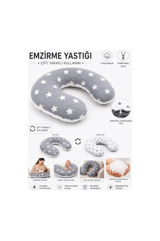 Yenidoğan Çift Taraflı Emzirme Yastığı Bebek Destek Minderi Hamile Yastığı Yıkanabilir Fermuarlı Kıl