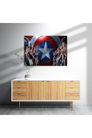 Cakasepetim Marvel Avengers Infinity Savaş Afişi Kaptan Amerika İç Savaş Görseli Ahşap Mdf Tablo