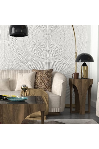 Dekorister Litus Camlı Yan Sehpa Ceviz-Antrasit