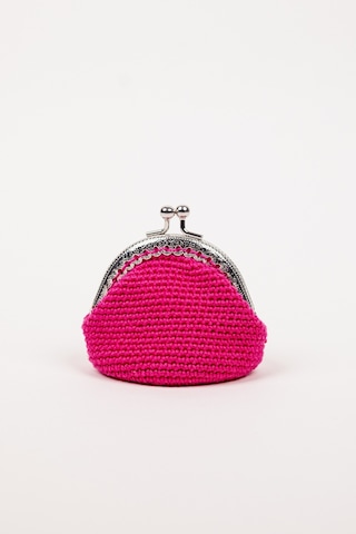 Fabric Craft Bag Bozuk Para Cüzdanı Merserize Pamuk Klipsli Örgü Pembe
