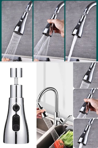 Yayke 3 Fonksiyonlu Metalik Musluk Başlığı