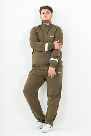Maraton Sportswear Büyük Beden Erkek Dik Yaka Düz Paça Reglan Kol Basic Haki Eşofman Takımı 22392-Haki