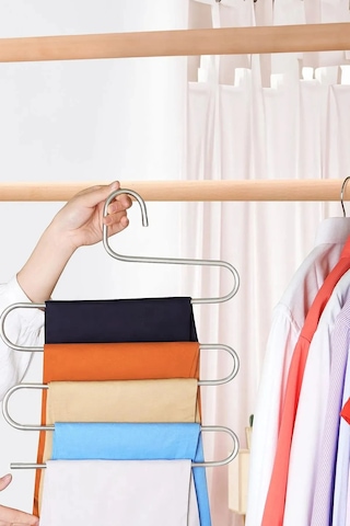 5 Katlı Akıllı Askı , Pantolon Askısı, Şal Askısı, Eşarp Askısı,paslanmaz Çelik Askı Gri