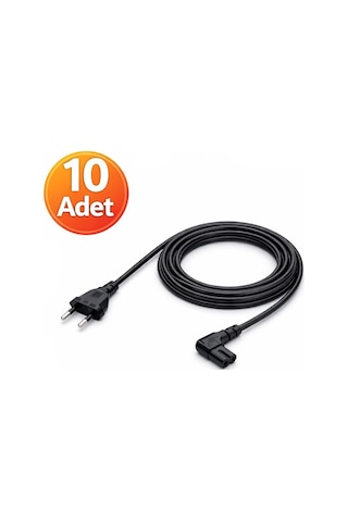 10 Adet - 90 Derece L Uç Teyp Radyo Fişi Ps5 Ps4 Ps3 Xbox One S X Power Güç Kablosu - 1.5m