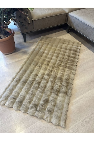 Aries Home Tavşan Tüyü Yumuşak Keçeleşmez Dekoratif Bubble İthal Kalite Post Halı Vizon