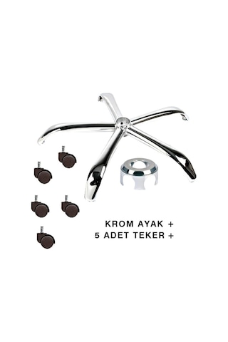 Takaamortisor Metal Yıldız Ayak Ofis Koltuğu Ayağı+ 5 Adet Tekerlek