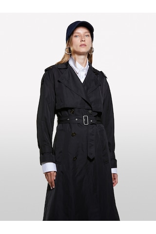 Sisley Kemerli Astarlı Manşetli Comfort Fit Midi Trençkot Kadın Siyah Trençkot - 325a2zcrln05x
