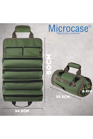 Microcase Çok Bölmeli Katlanabilir Çıkarılabilir Gözlü Organizer Takım Ve Hırdavat Çantası - Al5114 Yeşil