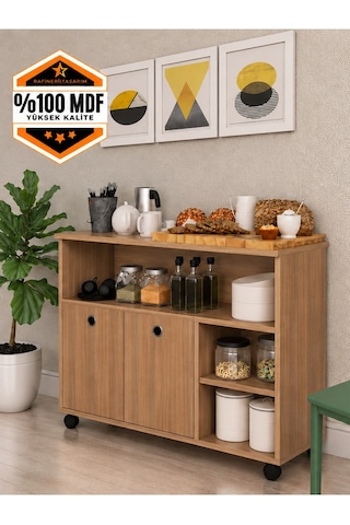 Kelebek 30 Taşınabilir Çok Amaçlı 2 Kapaklı Katlı Mutfak Ve Salon Masası Mdf Ceviz
