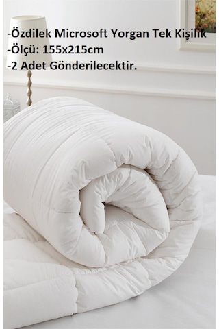 Özdilek 2 Adet Tek Kişilik Silikon Beyaz Yorgan 155x215 Beyaz
