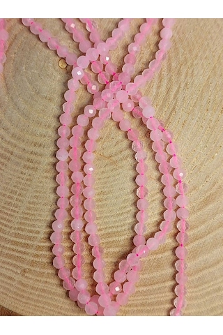 Yasam Tohumu Pembe Kuvars Taşı Dizi 3 MM 41245 Çok Renkli
