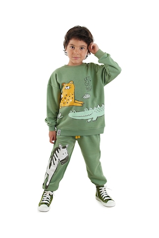 Denokids Hayvanlar Erkek Çocuk Eşofman Takımı - Haki