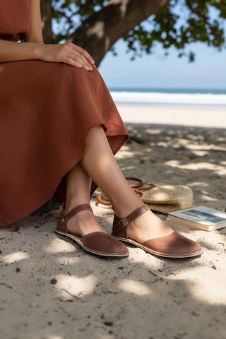 Bodhi Handcraft Kadın Barefoot Hakiki Deri Minimalist Günlük Sandalet El İmalatı Vizon