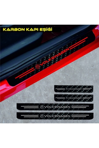Eyphon Volkswagen Polo Karbon Kapı Eşiği Oto Sticker 4 Adet