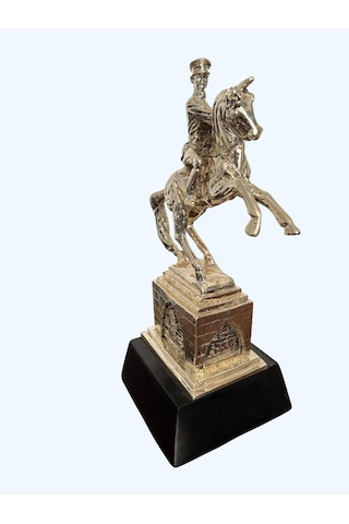 Atın Üstünde Atatürk Büstü Heykel Biblo 43 Cm Gümüş Renk