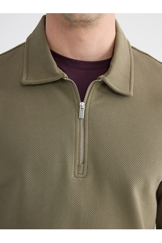 Lcwaıkıkı Classic Yeşil Polo Yaka Erkek Sweatshirt