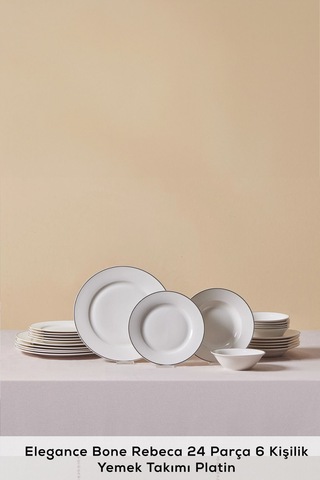 Karaca Elegance Bone Rebeca 24 Parça 6 Kişilik Yemek Takımı Platin