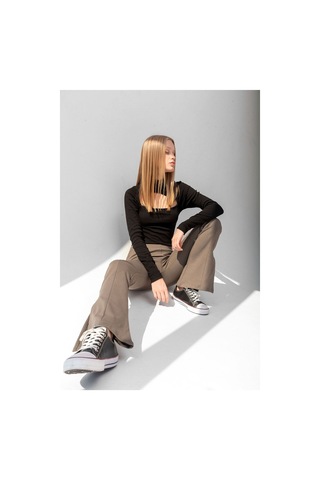 Balıkçı Yaka Fitilli Siyah Bluz Siyah