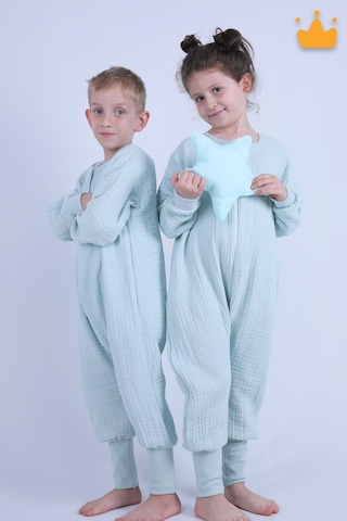Babyhola Çocuk Mevsimlik Uyku Tulumu 2-8 Yaş 1 Tog 4 Kat Müslin Uzun Kollu Uyku Tulumu Mint Yeşil