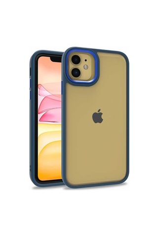 Apple Uyumlu iPhone 11 Kapak Metal Kamera Korumalı Arkası Şeffaf Silikon Kılıf - Lila