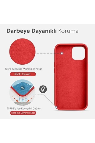 İphone Kılıf İnce Sıvı Silikon 3 Katmanlı Tam Kaplamalı Yumuşak Jel Kauçuk Kılıf Kapak Açık Kırmızı, İphone 11