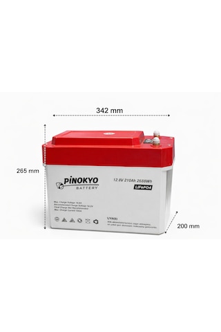 Megacell / Pinokyo 12.8 V 210 Ah Lityum Demir Fosfat Akü Lifep04 -prizmatik Hücreli